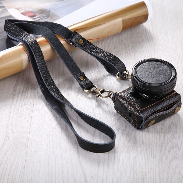 PULUZ for GoPro HERO7 Black / 6 / 5 Litchi Texture Genuine Leather Housing Case with Set Key Hole & Neck Strap & 52mm UV Lens (Black) - Image 8