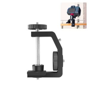 PULUZ Heavy Duty C Clamp Camera Clamp Mount with 1 / 4 inch Screw for GoPro, Insta360, DJI and Other Action Cameras (Black)