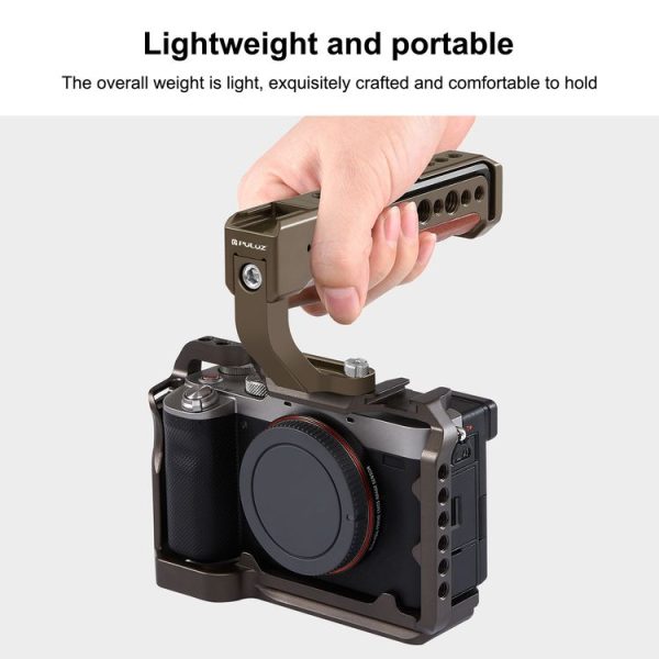 PULUZ Camera Wooden Top Handle with Cold Shoe Mount for Mirrorless Camera Cage Stabilizer (Bronze) - Image 5