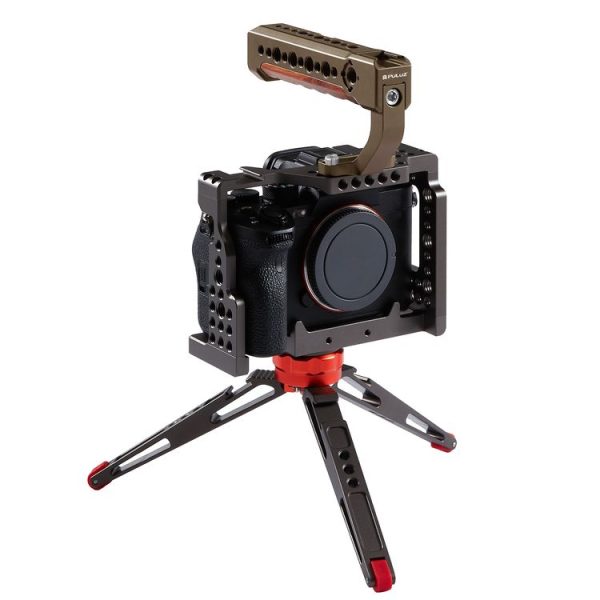 PULUZ Camera Wooden Top Handle with Cold Shoe Mount for Mirrorless Camera Cage Stabilizer (Bronze) - Image 6