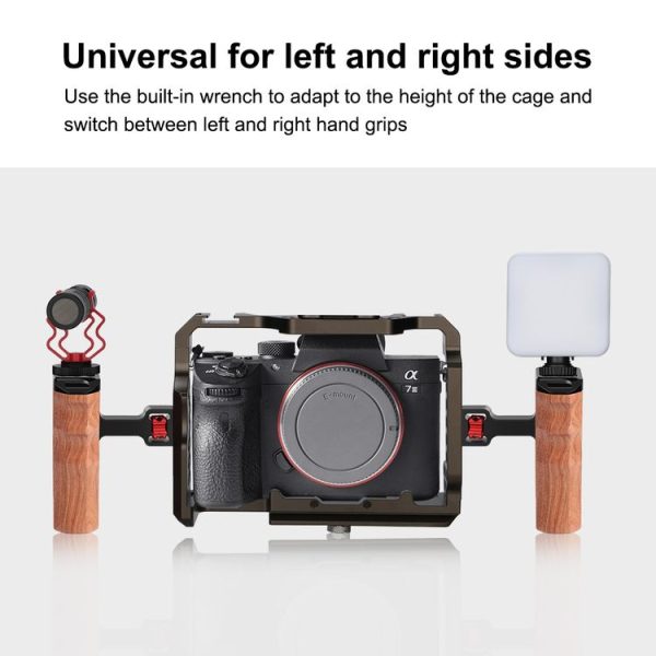 PULUZ 1 / 4 inch Screw Universal Camera Wooden Side Handle with Cold Shoe Mount for Camera Cage Stabilizer (Black) - Image 5