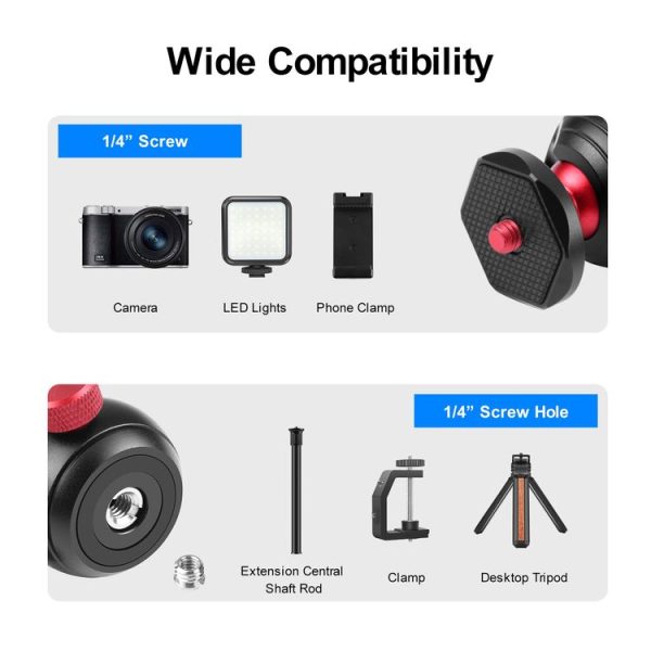 PULUZ 360 Degree Panoramic Metal Tripod Ball Head Adapter (Red) - Image 6