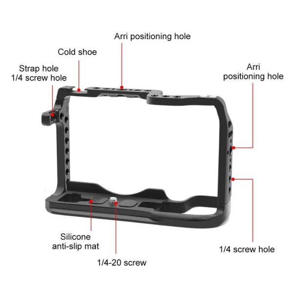 Canon EOS-RP PULUZ Metal Camera Cage Stabilizer Rig (Black) - Image 3