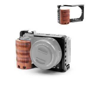 Sony ZV-E10 PULUZ Wood Handle Metal Camera Cage Stabilizer Rig