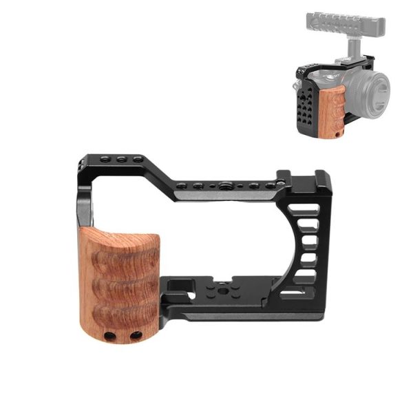 Sony Alpha 7C / ILCE-7C / A7C PULUZ Wood Handle Metal Camera Cage Stabilizer Rig