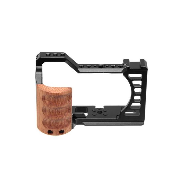 Sony Alpha 7C / ILCE-7C / A7C PULUZ Wood Handle Metal Camera Cage Stabilizer Rig - Image 2