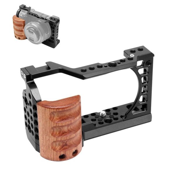 Sony A6400 / A6300 / A6100 / A6000 PULUZ Wood Handle Metal Camera Cage Stabilizer Rig