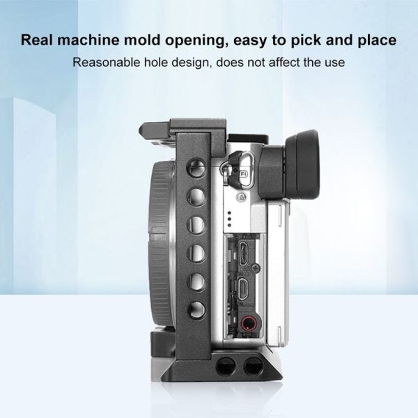 Sony A6400 / A6300 / A6100 / A6000 PULUZ Wood Handle Metal Camera Cage Stabilizer Rig - Image 5