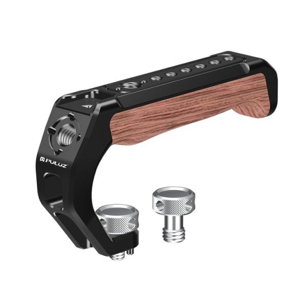 PULUZ Arri Metal Wooden Top Handle with Cold Shoe Mount for Mirrorless Camera Cage Stabilizer (Black) - Image 2