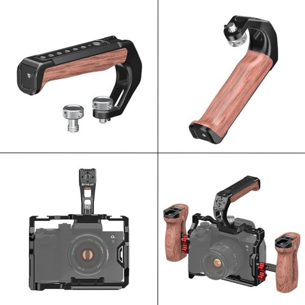 PULUZ Arri Metal Wooden Top Handle with Cold Shoe Mount for Mirrorless Camera Cage Stabilizer (Black) - Image 8