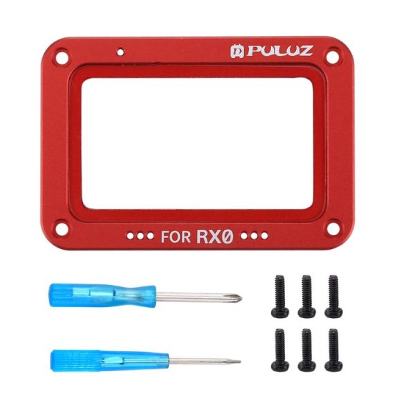PULUZ Aluminum Alloy Flame + Tempered Glass Lens Protector for Sony RX0 / RX0 II, with Screws and Screwdrivers (Red) - Image 6