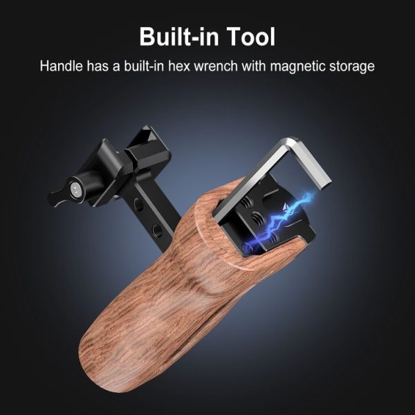 PULUZ Universal Slide Quick Release Side Wooden Handle with Cold Shoe Mount for Camera Cage Stabilizer - Image 7