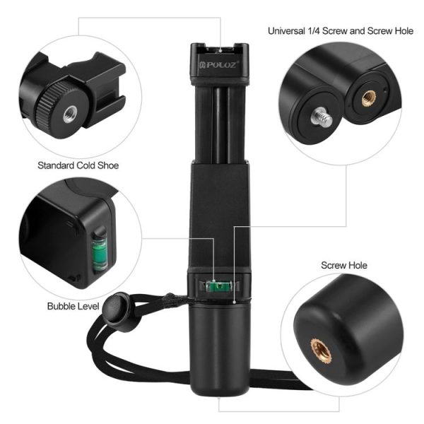 PULUZ Vlogging Live Broadcast Handheld Grip Selfie Rig Stabilizer ABS Tripod Adapter Mount with Cold Shoe Base & Wrist Strap - Image 4