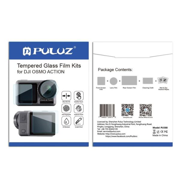 PULUZ Lens + Front and Back LCD Display 9H 2.5D Tempered Glass Film for DJI Osmo Action - Image 4