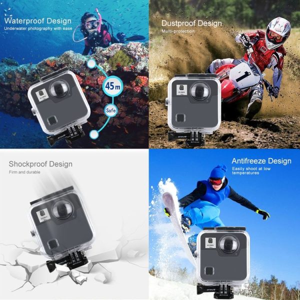 PULUZ 45m Underwater Waterproof Shockproof Housing Diving Case for GoPro Fusion, with Buckle Basic Mount & Screw - Image 7