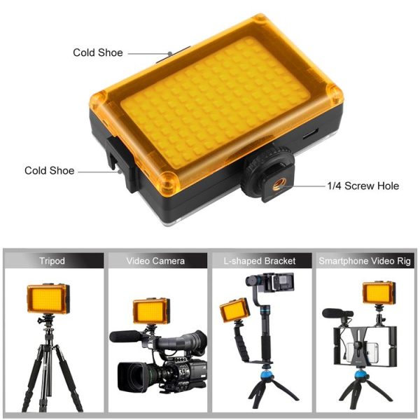 PULUZ Pocket 104 LED 1800LM Professional Vlogging Photography Video & Photo Studio Light with White and Orange Magnet Filters Light Panel for Canon, Nikon, DSLR Cameras - Image 5