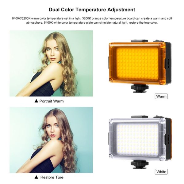 PULUZ Pocket 104 LED 1800LM Professional Vlogging Photography Video & Photo Studio Light with White and Orange Magnet Filters Light Panel for Canon, Nikon, DSLR Cameras - Image 7