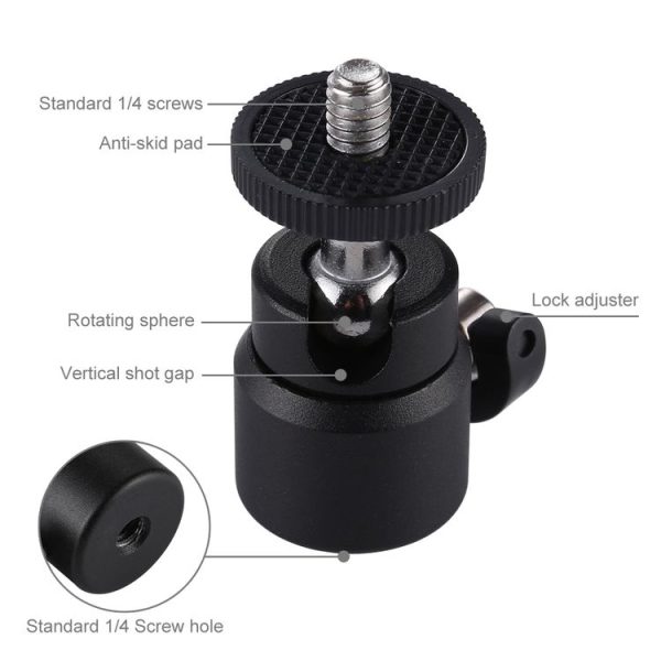 PULUZ 1 / 4 inch Screw Metal Tripod Ball Head Adapter with Lock - Image 5