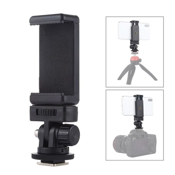PULUZ 1 / 4 inch Screw Thread Cold Shoe Tripod Mount Adapter with Phone Clamp