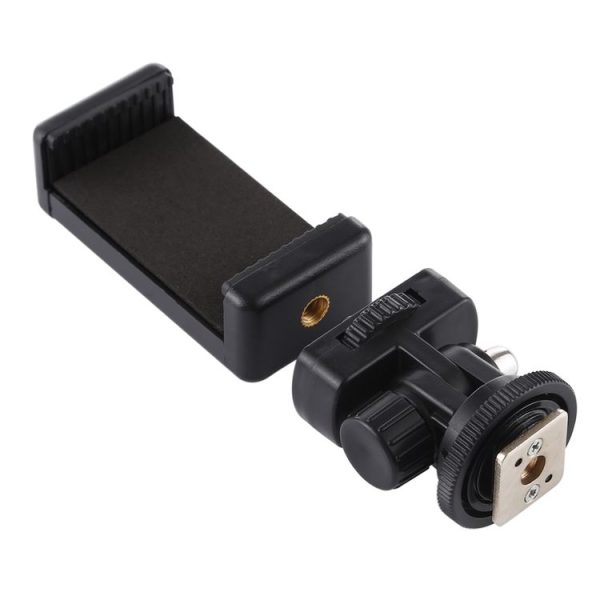 PULUZ 1 / 4 inch Screw Thread Cold Shoe Tripod Mount Adapter with Phone Clamp - Image 2