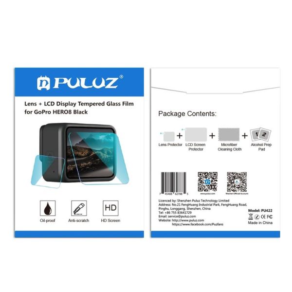 PULUZ for GoPro HERO8 Black Lens + LCD Display 9H 2.5D Tempered Glass Film - Image 8