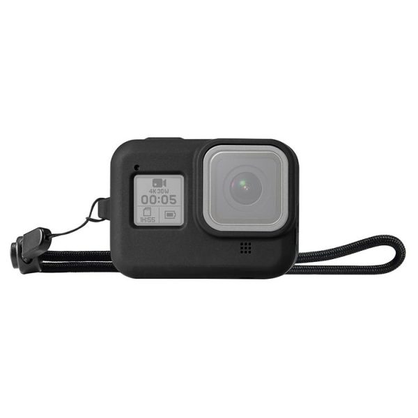 PULUZ Silicone Protective Case Cover with Wrist Strap for GoPro HERO8 Black (Black)