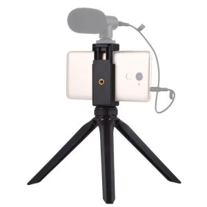 PULUZ Pocket Mini Plastic Tripod Mount with Phone Clamp for Smartphones (Black)