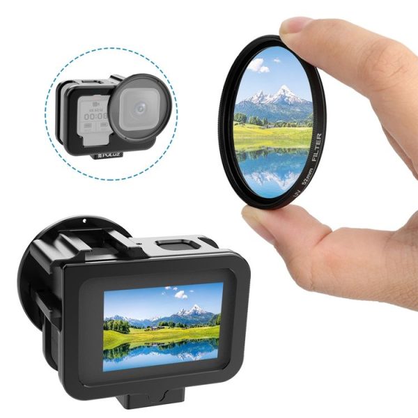 GoPro HERO13 Black / 12 Black / 11 Black / 10 Black / 9 Black PULUZ Thin Housing Shell CNC Aluminum Alloy Protective Cage with Insurance Frame & 52mm UV Lens (Black) - Image 6