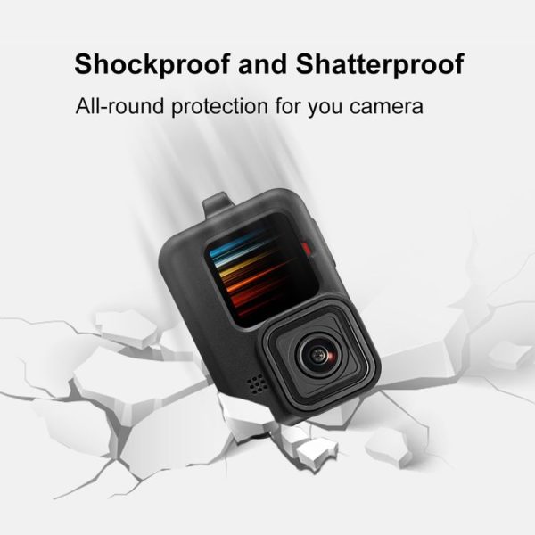 PULUZ for GoPro HERO12 Black / 11 Black / 10 Black / 9 Black Silicone Protective Case + POM Side Interface Cover with Wrist Strap & Lens Cover (Black) - Image 5
