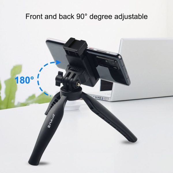 PULUZ Desk Plastic Tripod Mount with Phone Clamp & Adjusting Tripod Head for Smartphones (Black) - Image 5