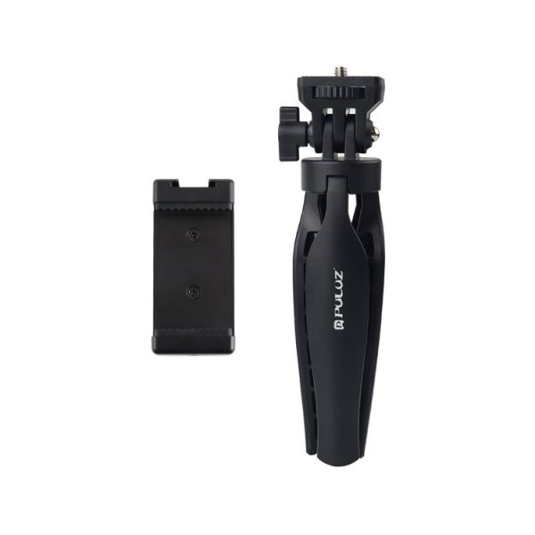 PULUZ Desk Plastic Tripod Mount with Phone Clamp & Adjusting Tripod Head for Smartphones (Black) - Image 8