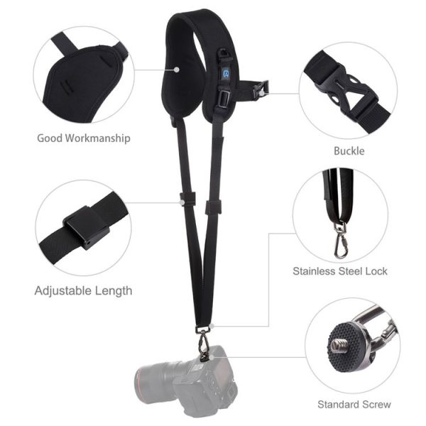 PULUZ Quick Release Anti-Slip Soft Pad Nylon Breathable Curved Camera Strap with Metal Hook for SLR / DSLR Cameras - Image 4