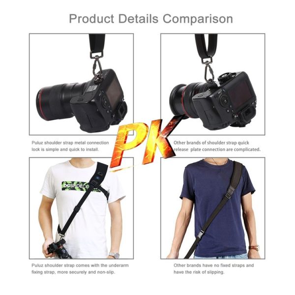 PULUZ Quick Release Anti-Slip Soft Pad Nylon Breathable Curved Camera Strap with Metal Hook for SLR / DSLR Cameras - Image 8