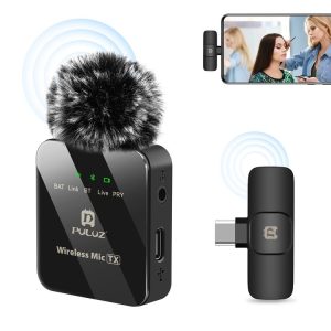 PULUZ Wireless Lavalier Microphone for Type-C Phone, Type-C Receiver (Black)