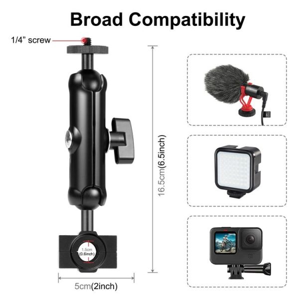 PULUZ Motorcycle Holder Rearview Mirror Fixed Mount for GoPro and Other Action Cameras (Black) - Image 2