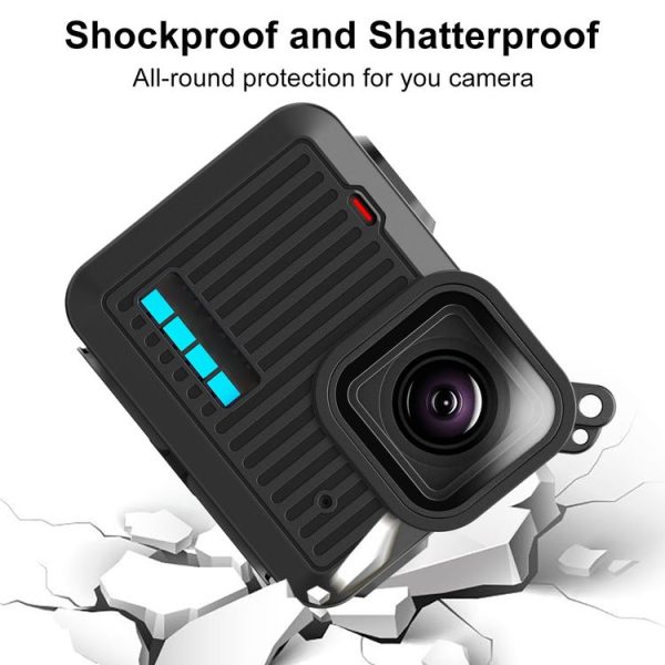 GoPro HERO 2024 PULUZ Silicone Protective Case Side Interface Cover with Wrist Strap & Lens Cover (Black) - Image 6