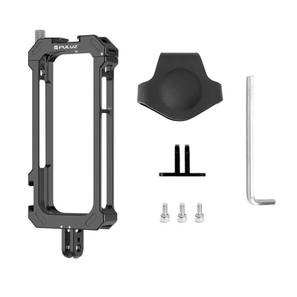 Insta360 X3 PULUZ Metal Protective Cage Rig Housing Frame with Expand Cold Shoe Base & Tripod Adapter (Black) - Image 11