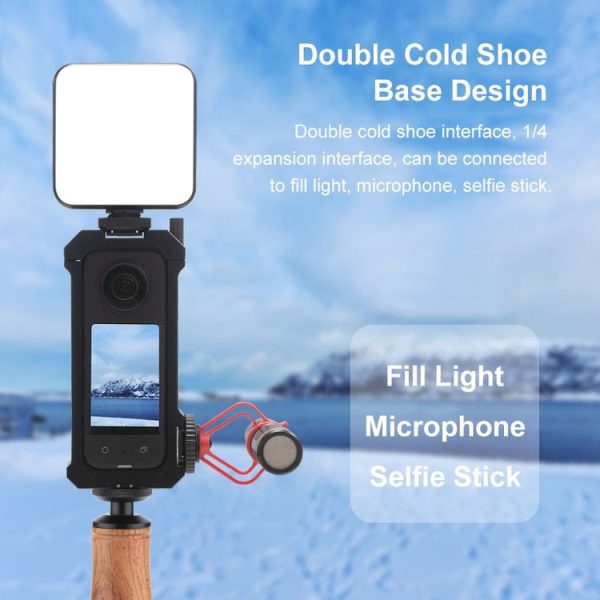 Insta360 X3 PULUZ Metal Protective Cage Rig Housing Frame with Expand Cold Shoe Base & Tripod Adapter (Black) - Image 6