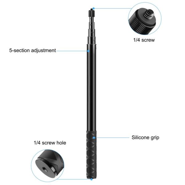 PULUZ 150cm Metal Selfie Stick Monopod for Insta360 One RS / X2 / X3 / X4 - Image 4