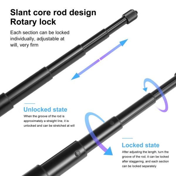 PULUZ 150cm Metal Selfie Stick Monopod for Insta360 One RS / X2 / X3 / X4 - Image 5