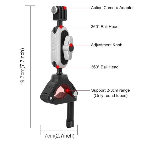 PULUZ Handlebar Arm Mount with Phone Clamp & Mount Adapter & Long Screw - Image 2