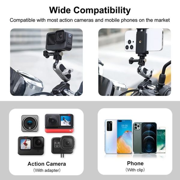 PULUZ Handlebar Arm Mount with Phone Clamp & Mount Adapter & Long Screw - Image 6