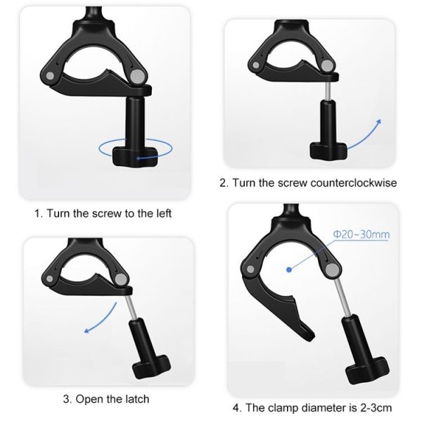 PULUZ Handlebar Arm Mount with Phone Clamp & Mount Adapter & Long Screw - Image 7