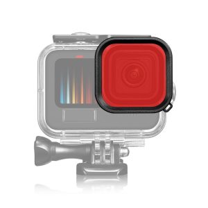 PULUZ Square Housing Diving Color Lens Filter For GoPro HERO13 Black / 12 Black / 11 Black / 10 Black / 9 Black, Only for PU527 Diving Case (Red)