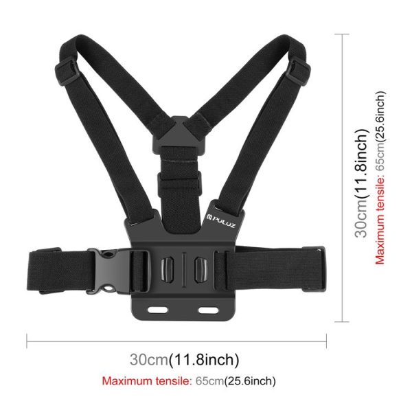 PULUZ 5 in 1 Adjustable Body Mount Belt Chest Strap with Phone Clamp & J Hook Mount & Long Screw Kit - Image 2