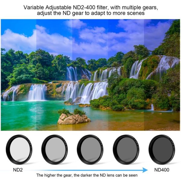GoPro HERO12 Black / 11 Black / 11 Black Mini / 10 Black / 9 Black PULUZ 52mm UV ND2-400 Filter with Adapter Ring (Black) - Image 5