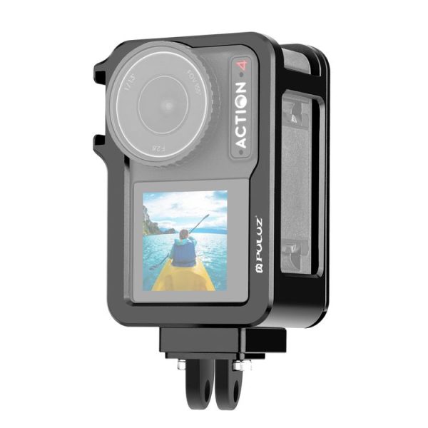 DJI Osmo Action 4 / 3 PULUZ Metal Cage Expansion Adapter Frame with Cold Shoe (Black)