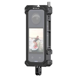 Insta360 X4 PULUZ Metal Protective Cage Rig Housing Frame with Expand Cold Shoe Base & Tripod Adapter (Black)