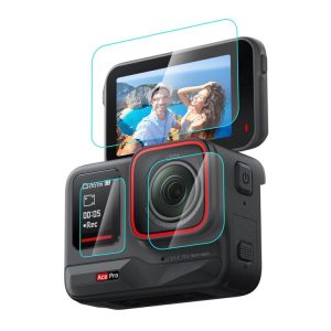 Insta360 Ace Pro PULUZ 3 in 1 Rear & Front Screen + Lens Tempered Glass Film (Transparent)