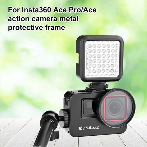 Insta360 Ace Pro / Ace PULUZ Metal Cage Adapter Frame with 52mm UV Filter & Adapter Ring (Black) - Image 2